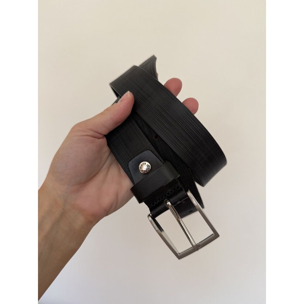 VERA PELLE black italian belt silver italy leather cowhide buckle